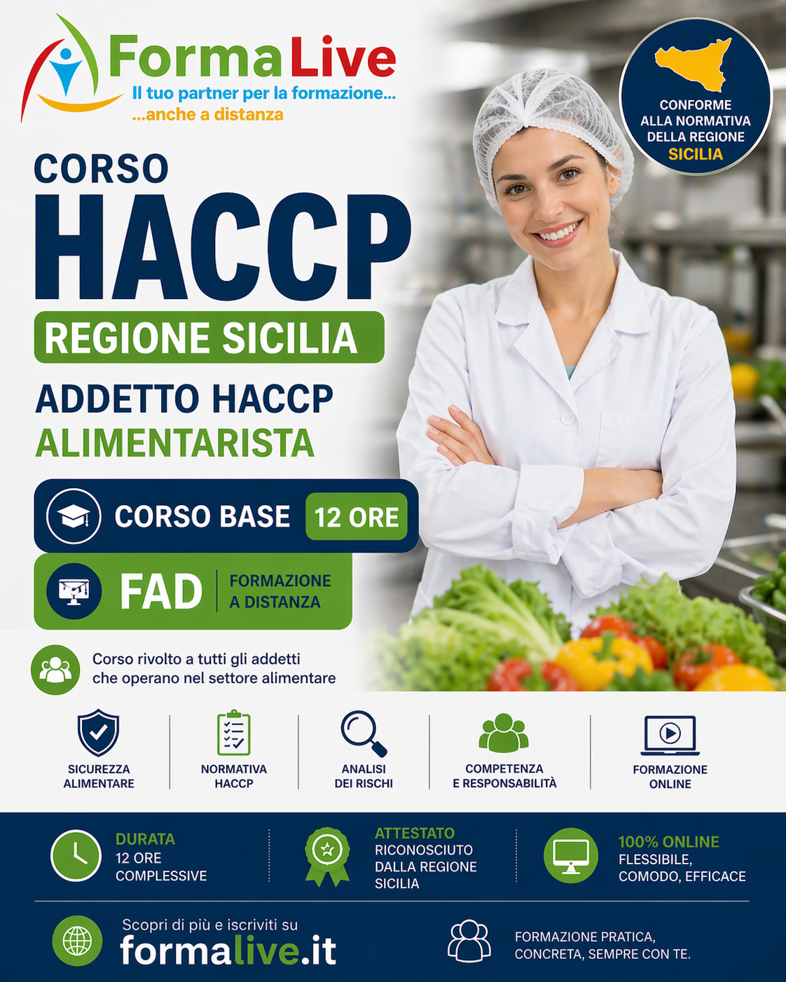 Corso HACCP Regione Sicilia: Addetto HACCP alimentarista – Corso Base 12 ore – FAD