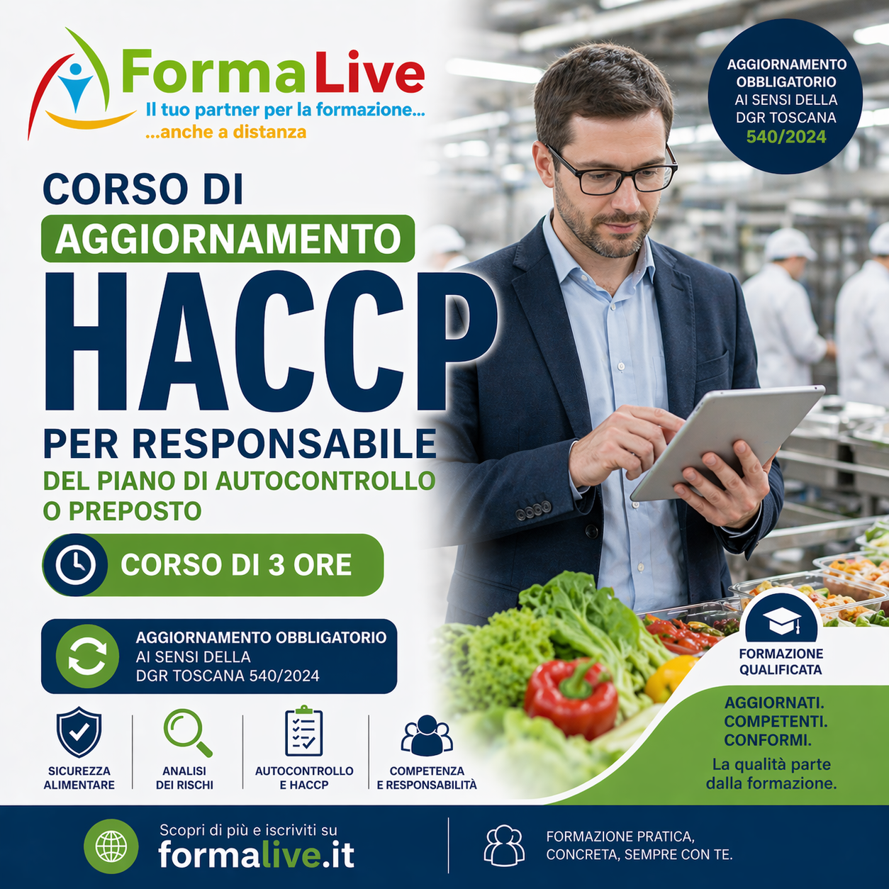 Corso HACCP Regione Toscana: Aggiornamento obbligatorio HACCP per Responsabile del Piano di Autocontrollo o Preposto