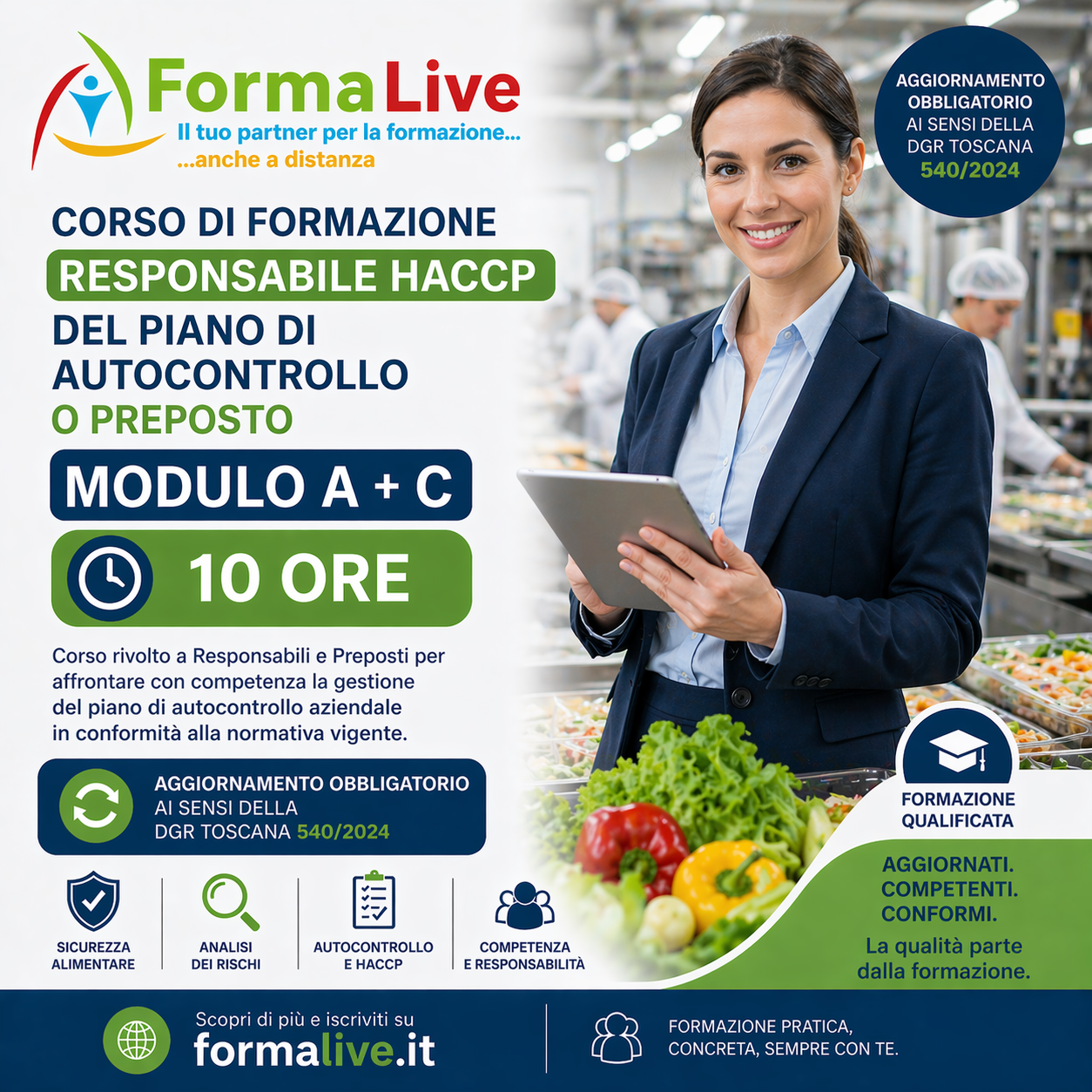 Corso HACCP Regione Toscana: Responsabile HACCP del piano di autocontrollo o preposto – Modulo A + C