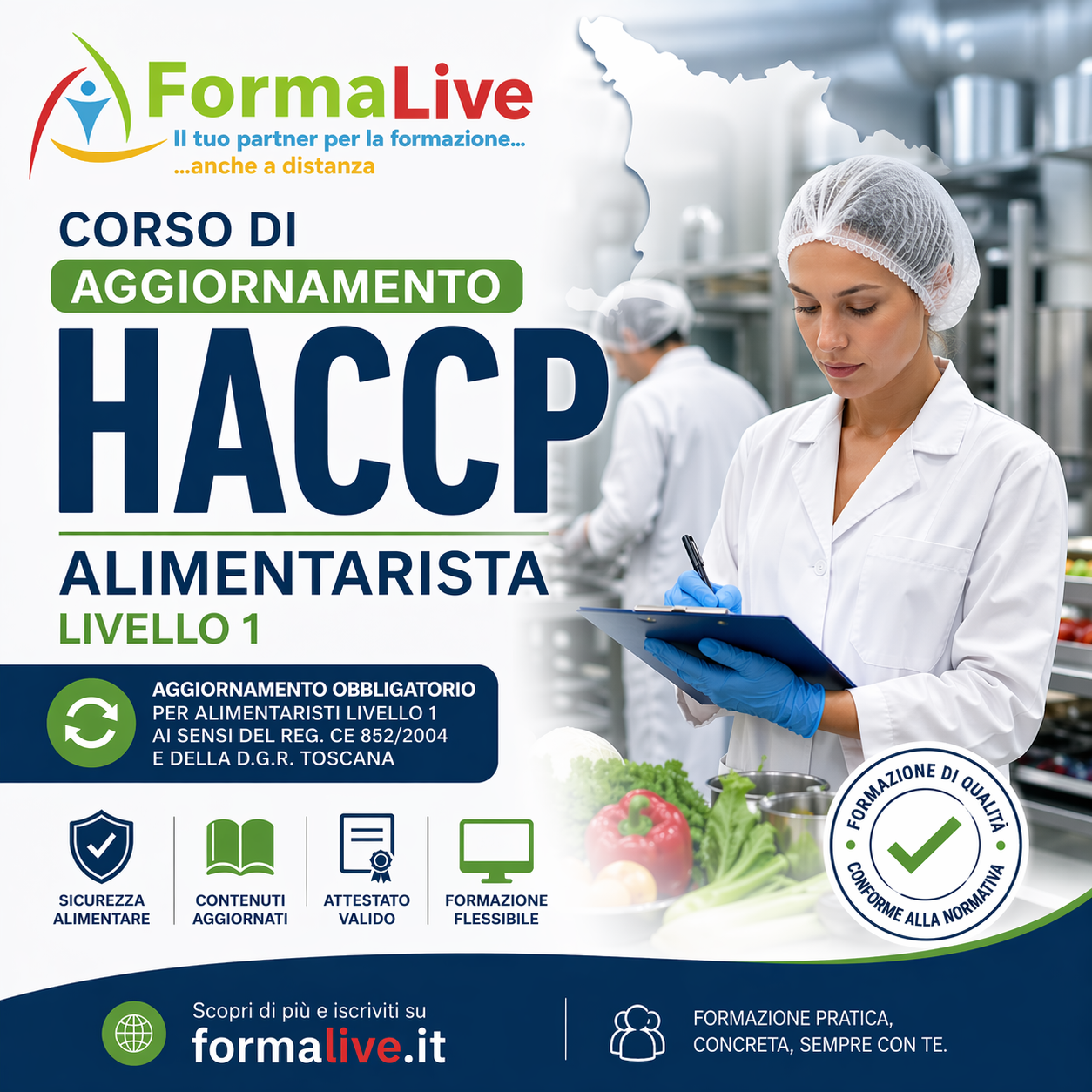 Corso HACCP Regione Toscana: Aggiornamento Addetto Alimentarista Livello 1