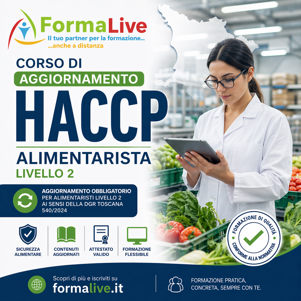 Corso HACCP Regione Toscana: Aggiornamento Addetto Alimentarista Livello 2