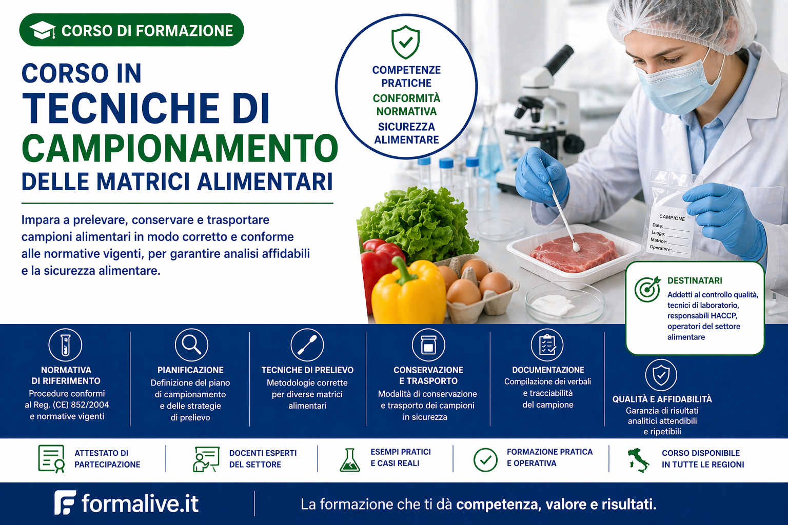 Corso in tecniche di campionamento delle matrici alimentari – Sicurezza Alimentare