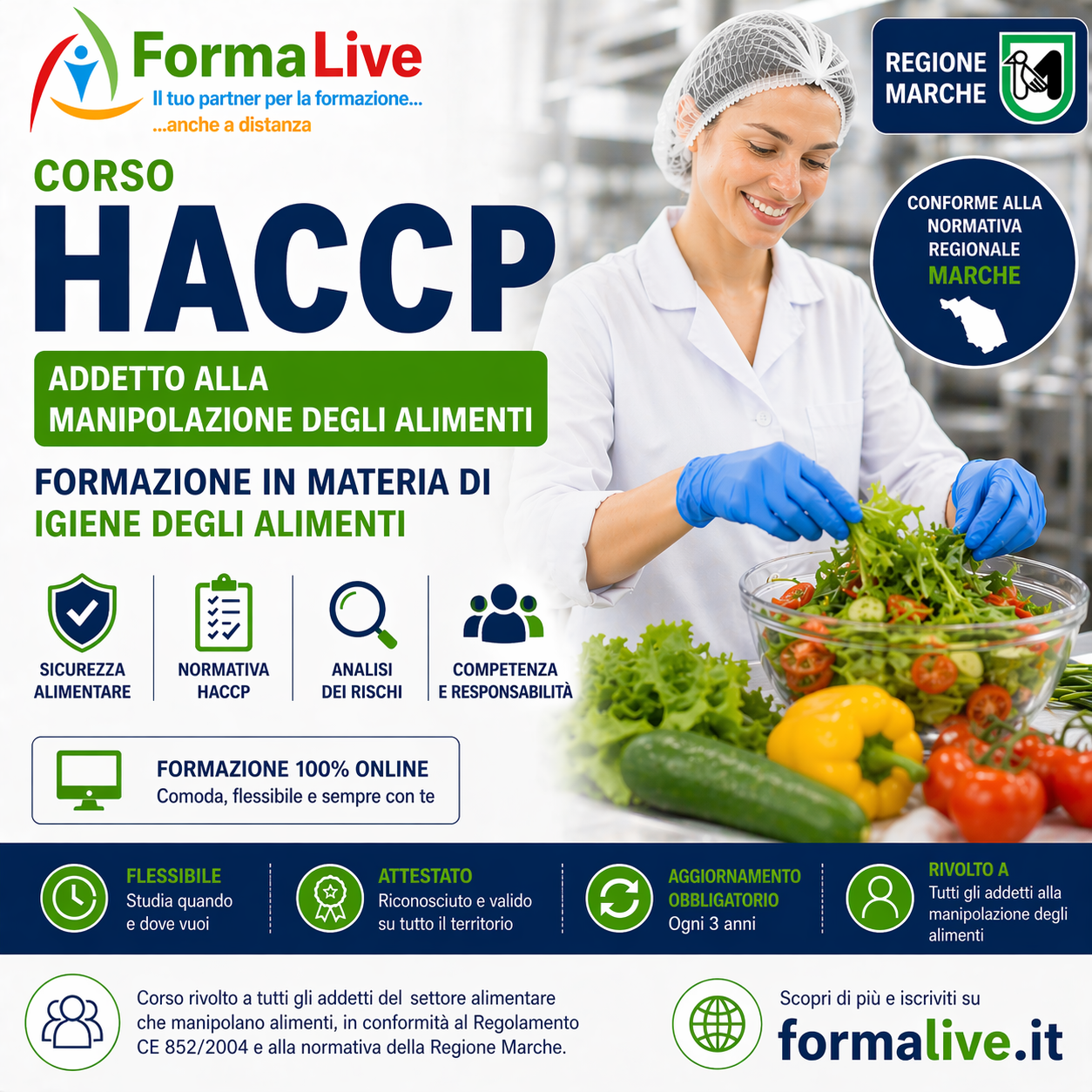 Corso HACCP Regione Marche: Addetto alla manipolazione degli alimenti – FAD