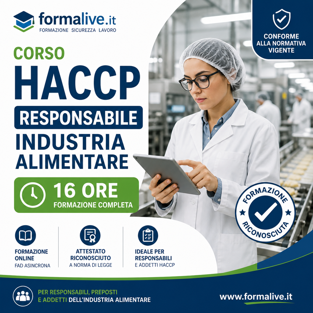 Corso HACCP Responsabile Industria Alimentare 16 ore
