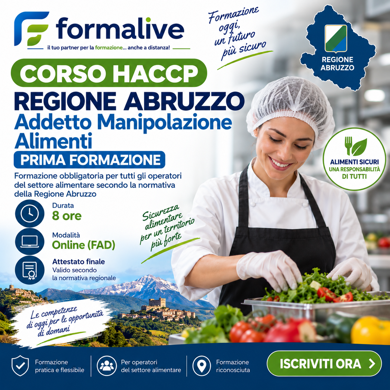 Corso HACCP Regione Abruzzo: Addetto Alimentarista Manipolazione Alimenti – Fad