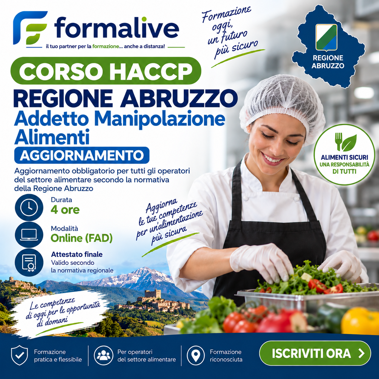 Corso HACCP Regione Abruzzo Aggiornamento: Addetto Alimentarista Manipolazione Alimenti – Fad