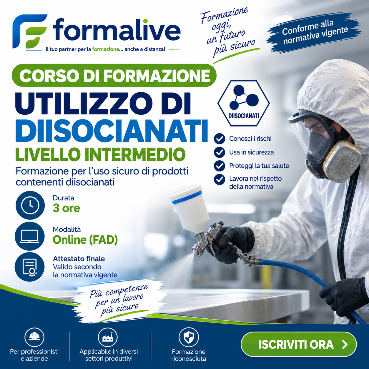 Corso utilizzo Diisocianati – Livello intermedio 3 ore – Fad