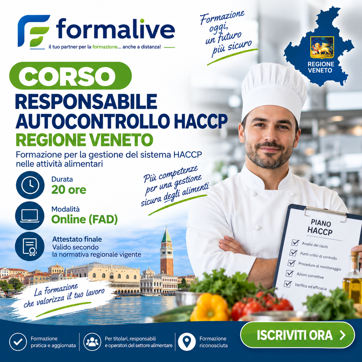 Corso HACCP Regione Veneto: Responsabile Piano Autocontrollo HACCP – Fad